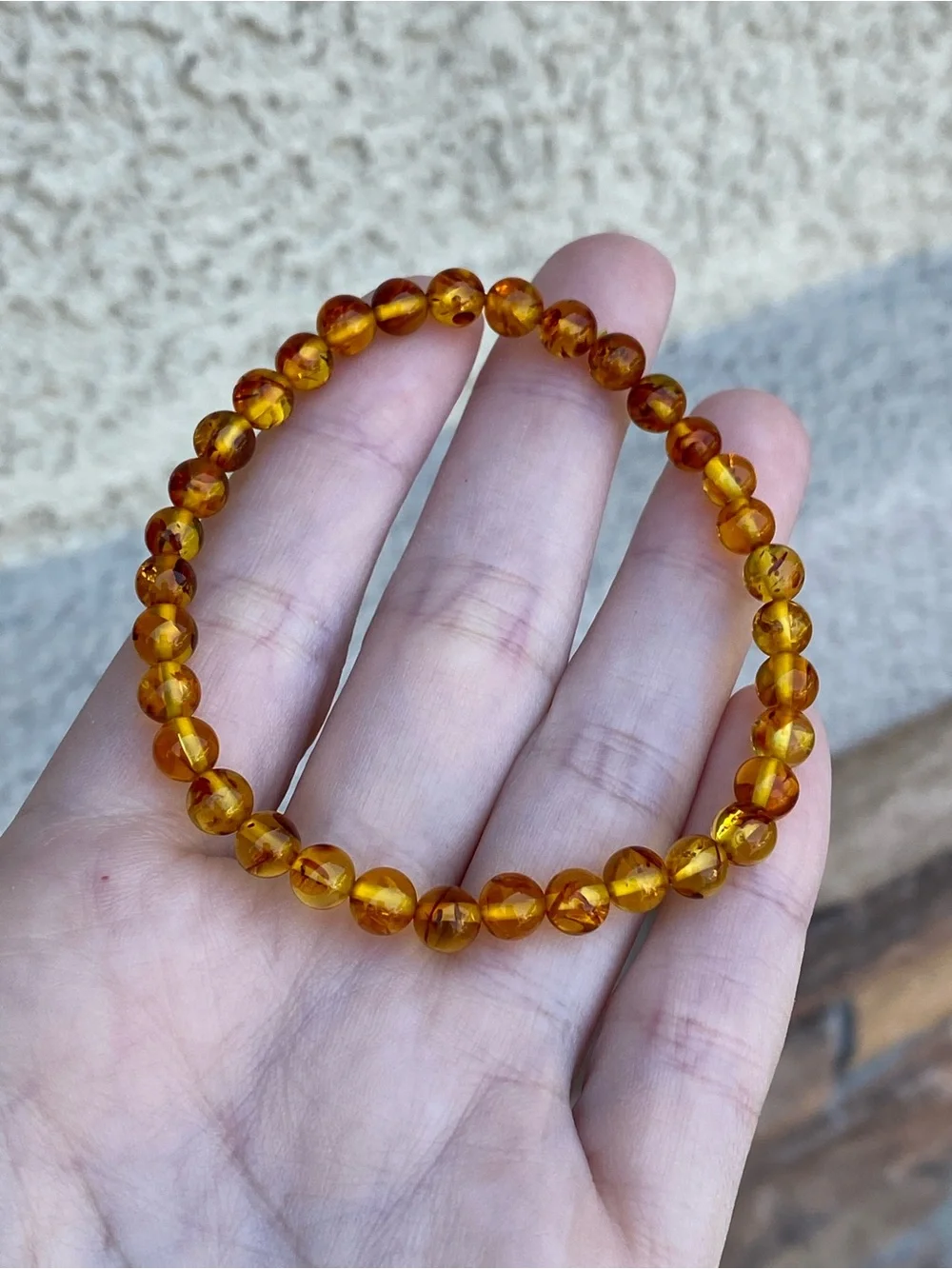 Flower Amber Stretch Bracelet 5.8mm Beads Fits Approximately 7 Inch Wrist